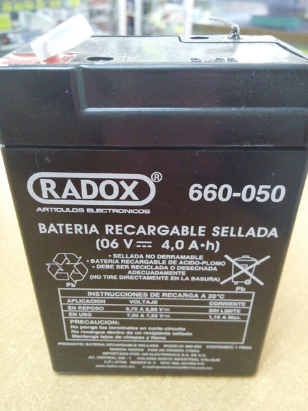 BATERIA RECARGABLE SELLADA 6V 4.0 AMPERES