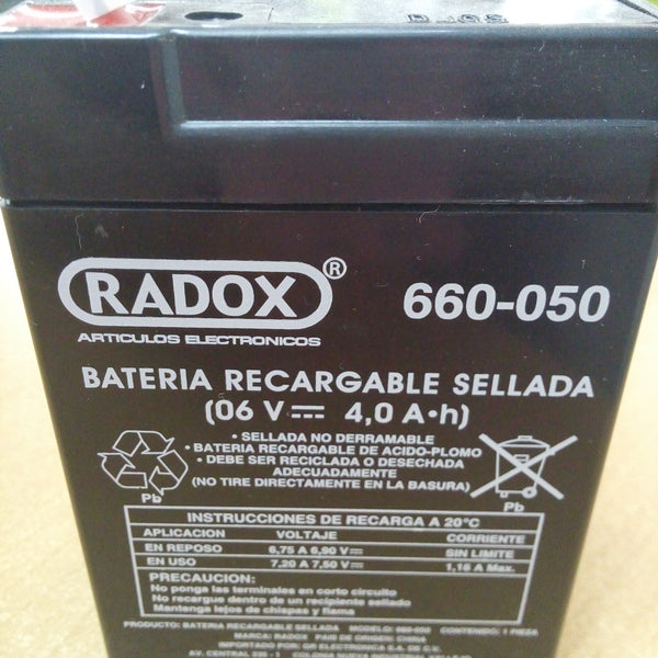 BATERIA RECARGABLE SELLADA 6V 4.0 AMPERES