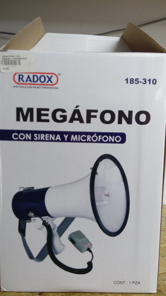 MEGAFONO CON SIRENA Y MICROFONO 9 PULGADAS 20 WATTS