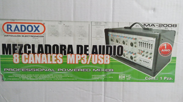 MEZCLADORA DE AUDIO 8 CANALES USB MA2008