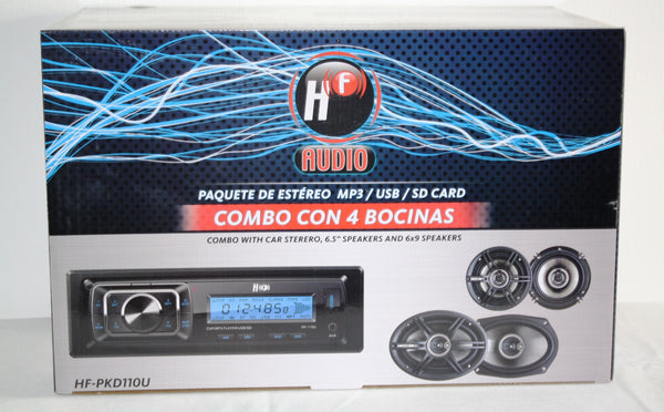 PAQUETE AUTOESTEREO 6.5 Y 6X9 C/USB-SD HF HFPKD110U