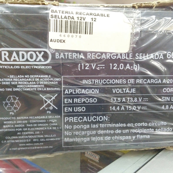 BATERIA RECARGABLE SELLADA 12V   12 AMPER