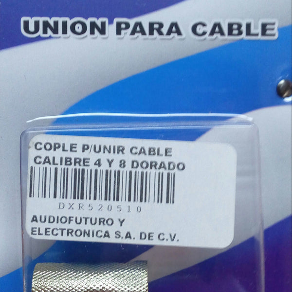 COPLE P/UNIR CABLE CALIBRE 4 Y 8 DORADO METALICO
