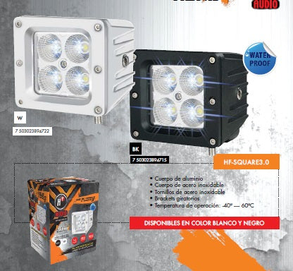 FARO CUADRADO HF 4 LEDS 1600 LUM NEGRO