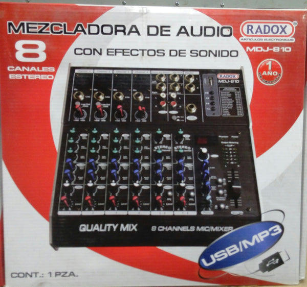 MEZCLADORA DE AUDIO 8 CANALES C/USB MDJ810