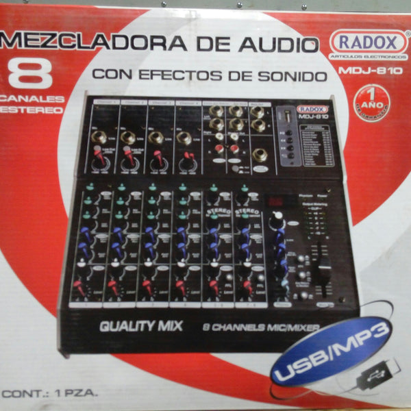 MEZCLADORA DE AUDIO 8 CANALES C/USB MDJ810